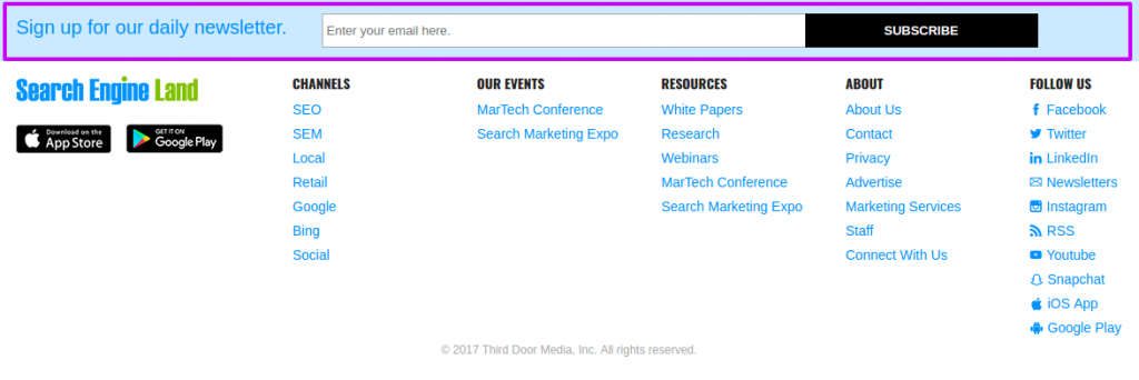 Search Engine land uses it at the footer